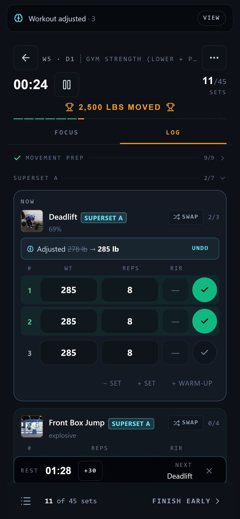 OPMODE live session adjusting the working weight